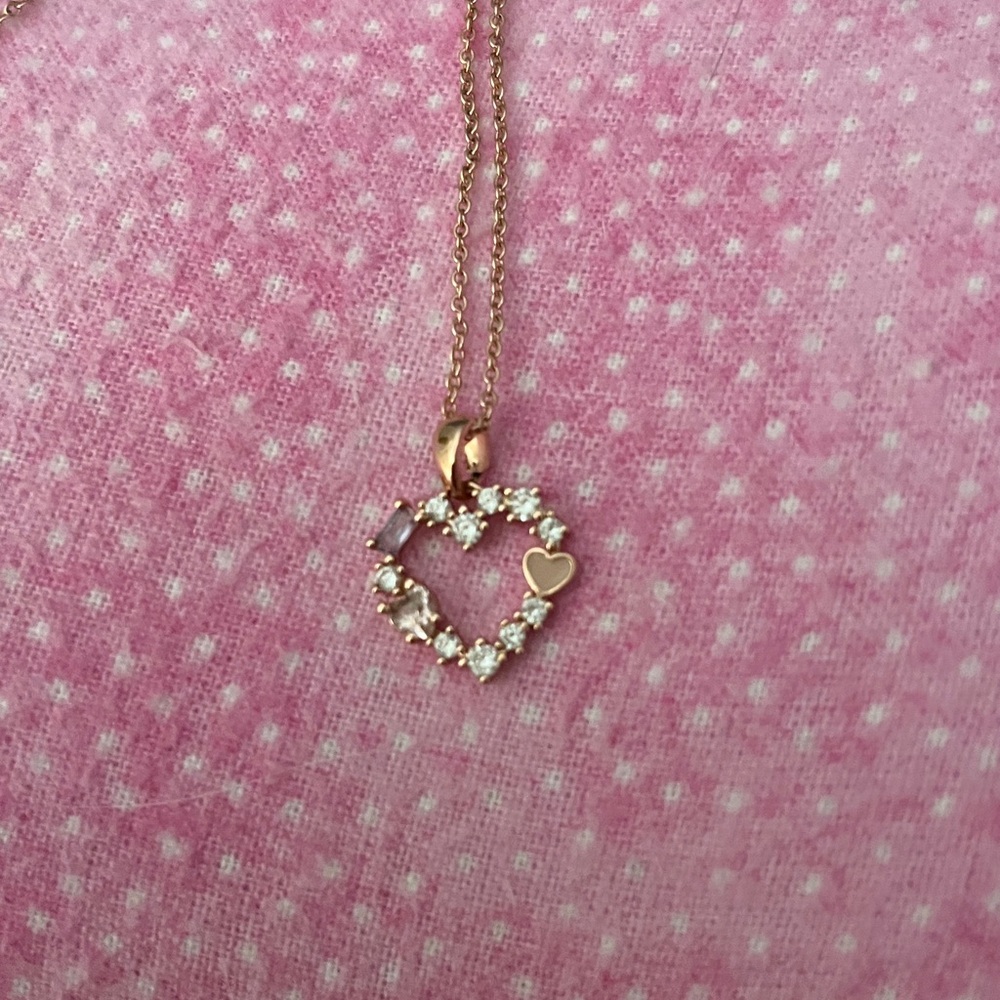 Rose Gold Heart Pendant with Heart and Butterfly within necklace along with CZs!
